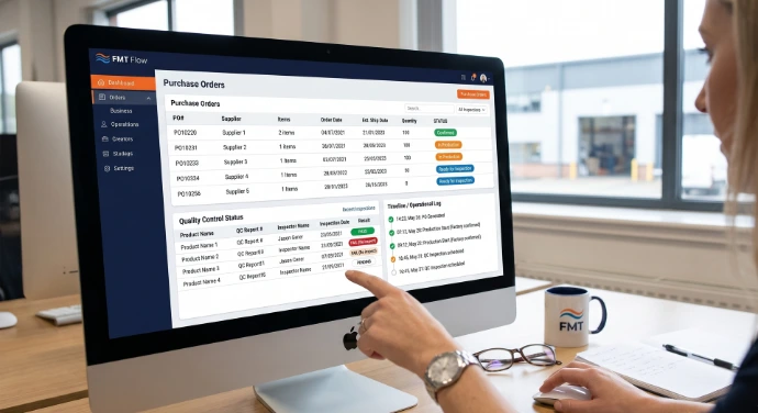 FMT Flow supply chain system showing logged decisions and real-time visibility